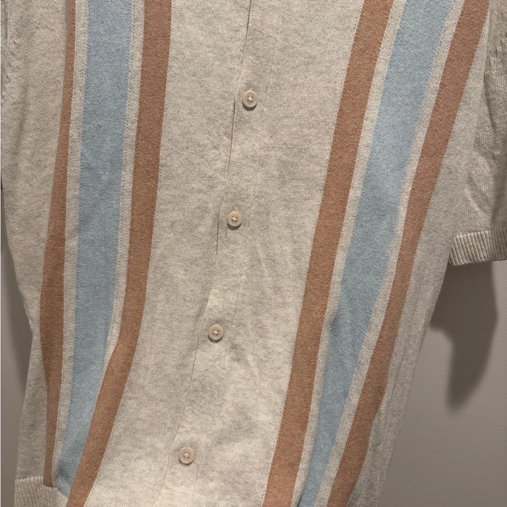MBX Premium Striped Short Sleeve Button-Up Shirt XL